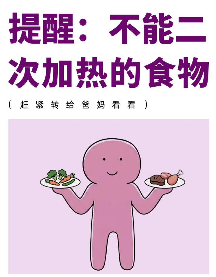 提醒：不能二次加热的食物